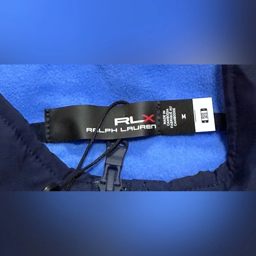 $198 RLX Ralph Lauren Hybrid Fleece Full Zip Golf Jacket Navy Blue Mens Size M - Picture 4 of 5